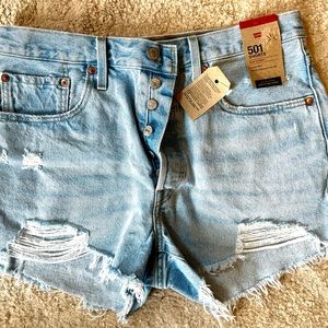 LEVIS button fly cutoff shorts.